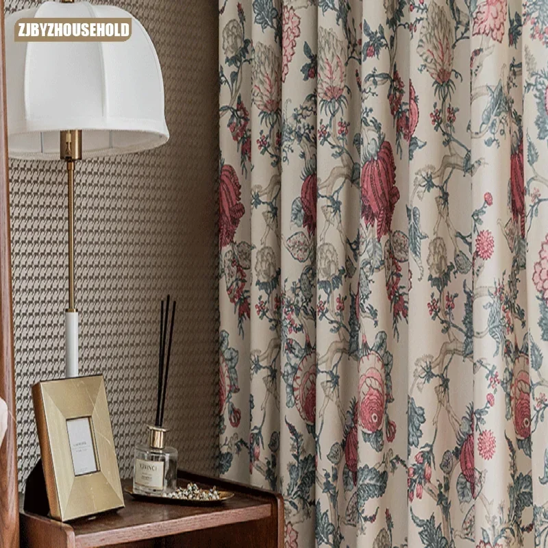 

American Pastoral Printing Curtains Fabric Window Curtain Living Room Dining Room Bedroom