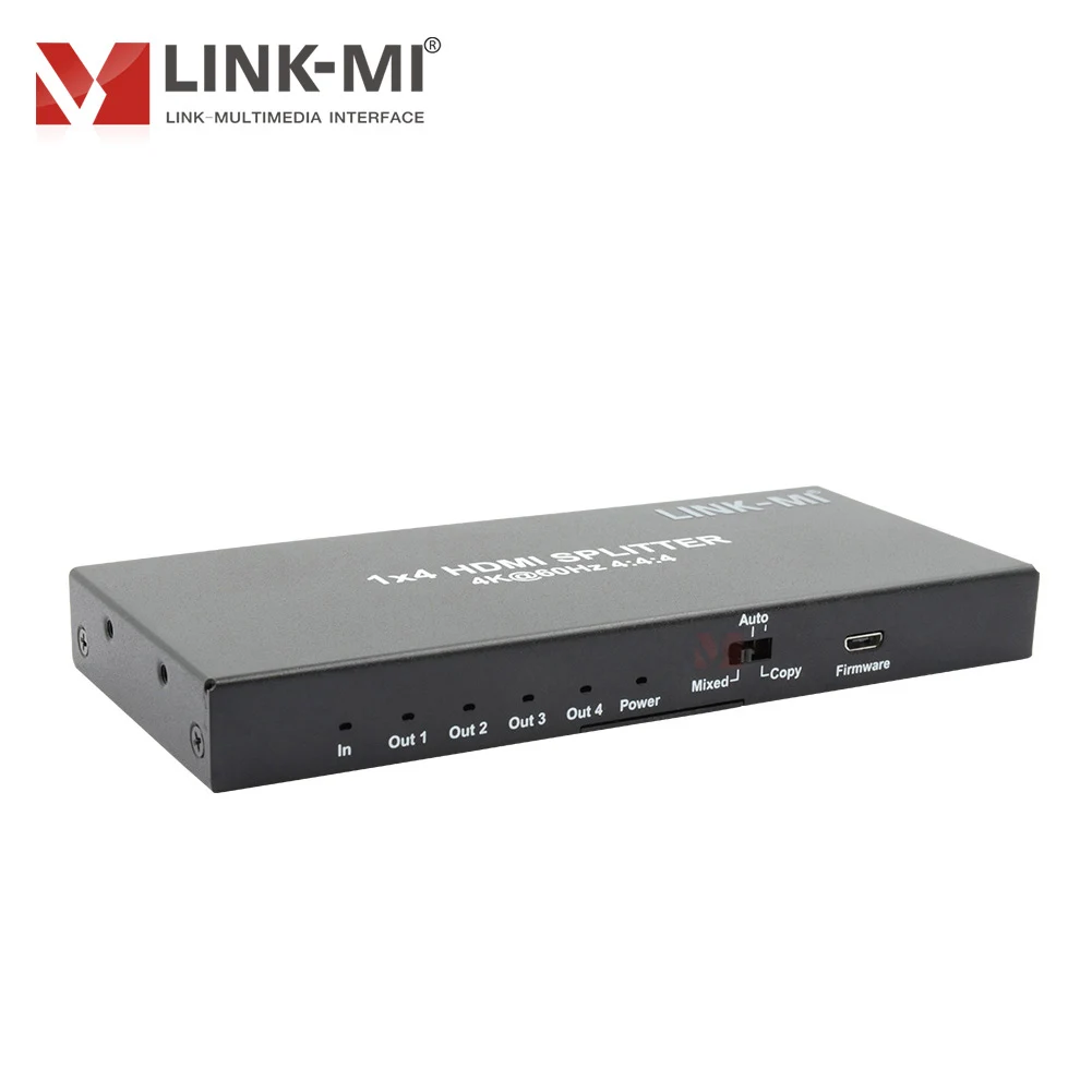 Разветвитель HDMI 2.0 1x4, 4K при 60 Гц, 4:4:4, HDCP2.2, HDDR 18 Гбит/с для ТВ-монитора Ultra HD, поддержка глубокого цвета 3D, 7,1-канальный аудио