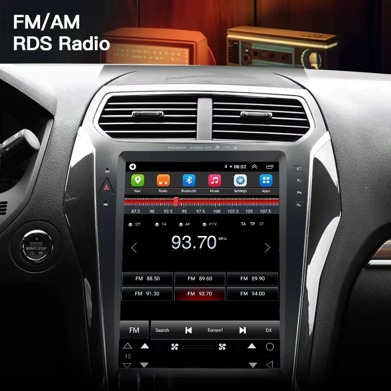 Android Car Radio For Ford Explore(2011 - 2019) Stereo in Tesla Screen Style, featuring Multimedia Player Carplay Auto WIFI DSP