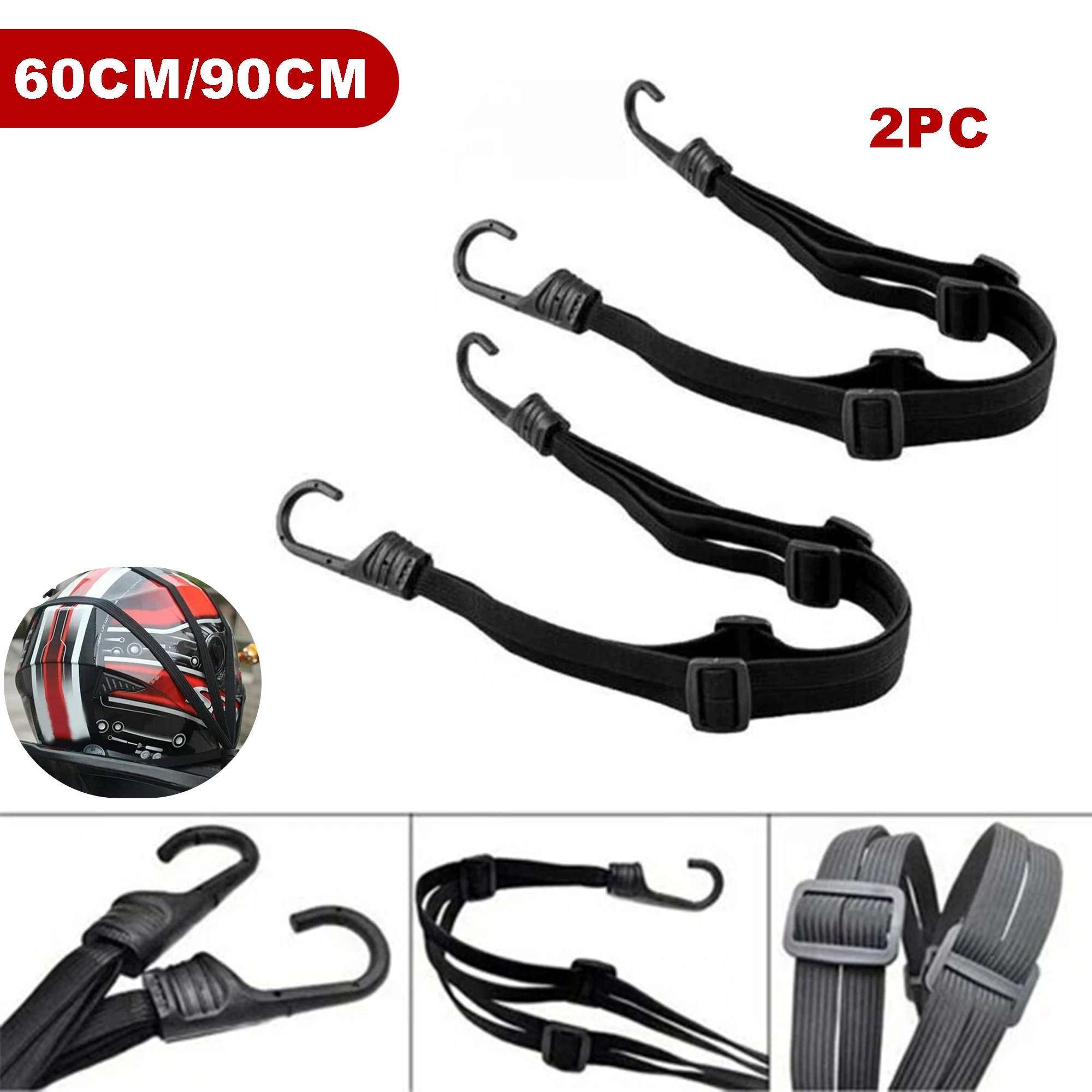 

60/90CM 2PCS Adjustable Motorcycle Luggage Cargo Tie Down Bungee Strap Cord with Hooks High-Strength Retractable Protective
