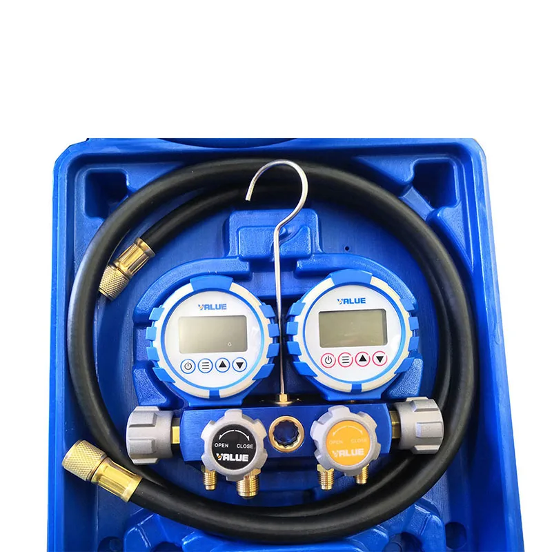 Refrigeration Tools Value 4-way Digital Multigas Manifold Gauge VDG-4-S1 With High Vacuum Hose