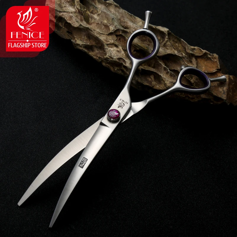 Fenice JP440C 7/8 Inch Professional Pet Dogs Grooming Scissors Straight Curved Thinning Chunker Shear Scissors Set For Dogs