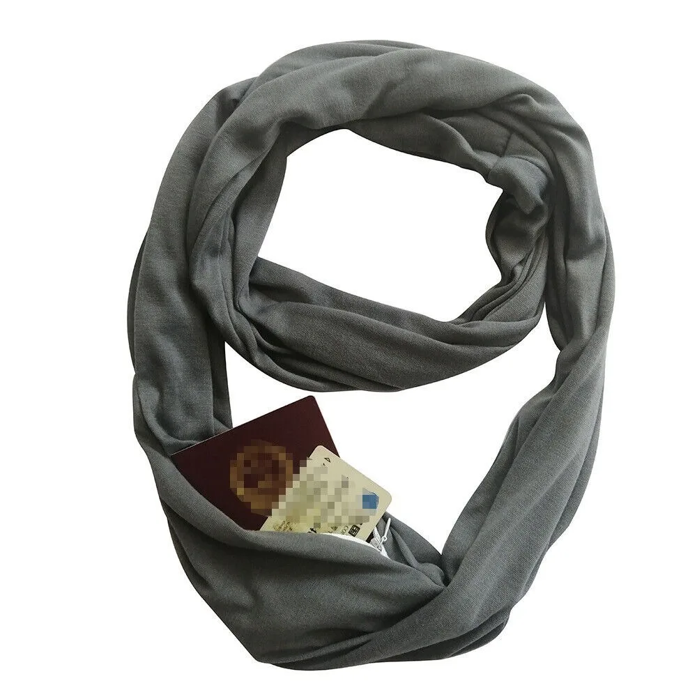Men Women Ladies Circle Loop Scarf Thermal Active Infinity Scarf With Zip Pocket Bib Convertible Shawl Friend Gift
