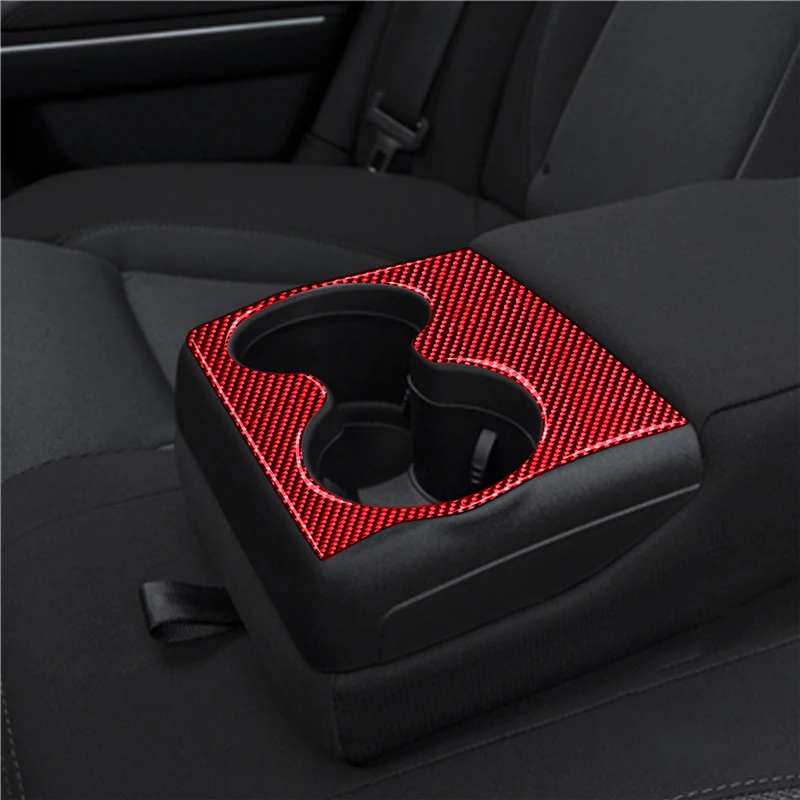 Car Steering Wheel Air Outlet Water Cup Holder Panel Carbon Fiber Red Sticker For Dodge Charger 2015-up Interior  Accessories view 5