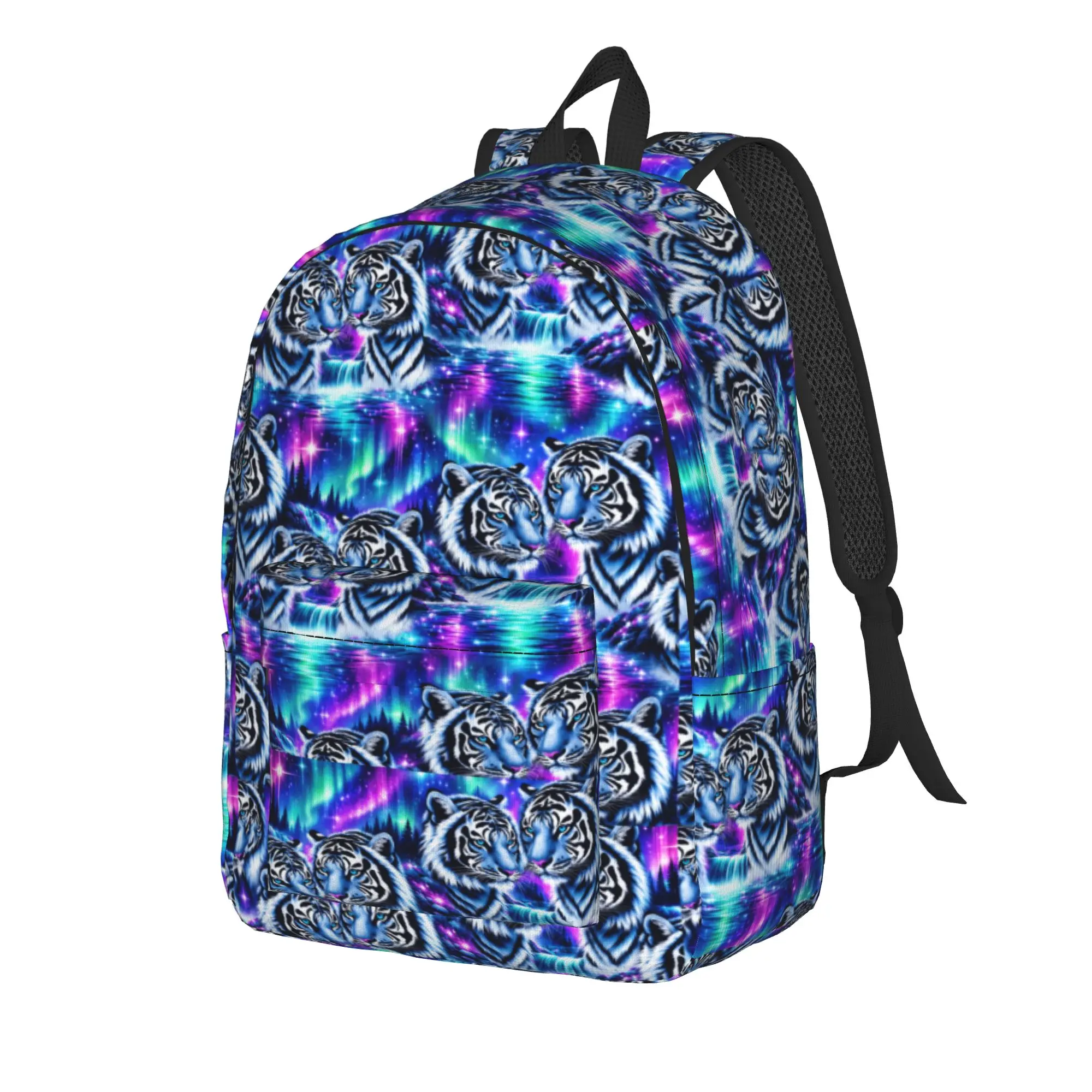 Tiger Patterned Backpack Student Unisex Flat 2d Digital Printing Soft Backpacks Polyester Casual School Bags Trekking Rucksack