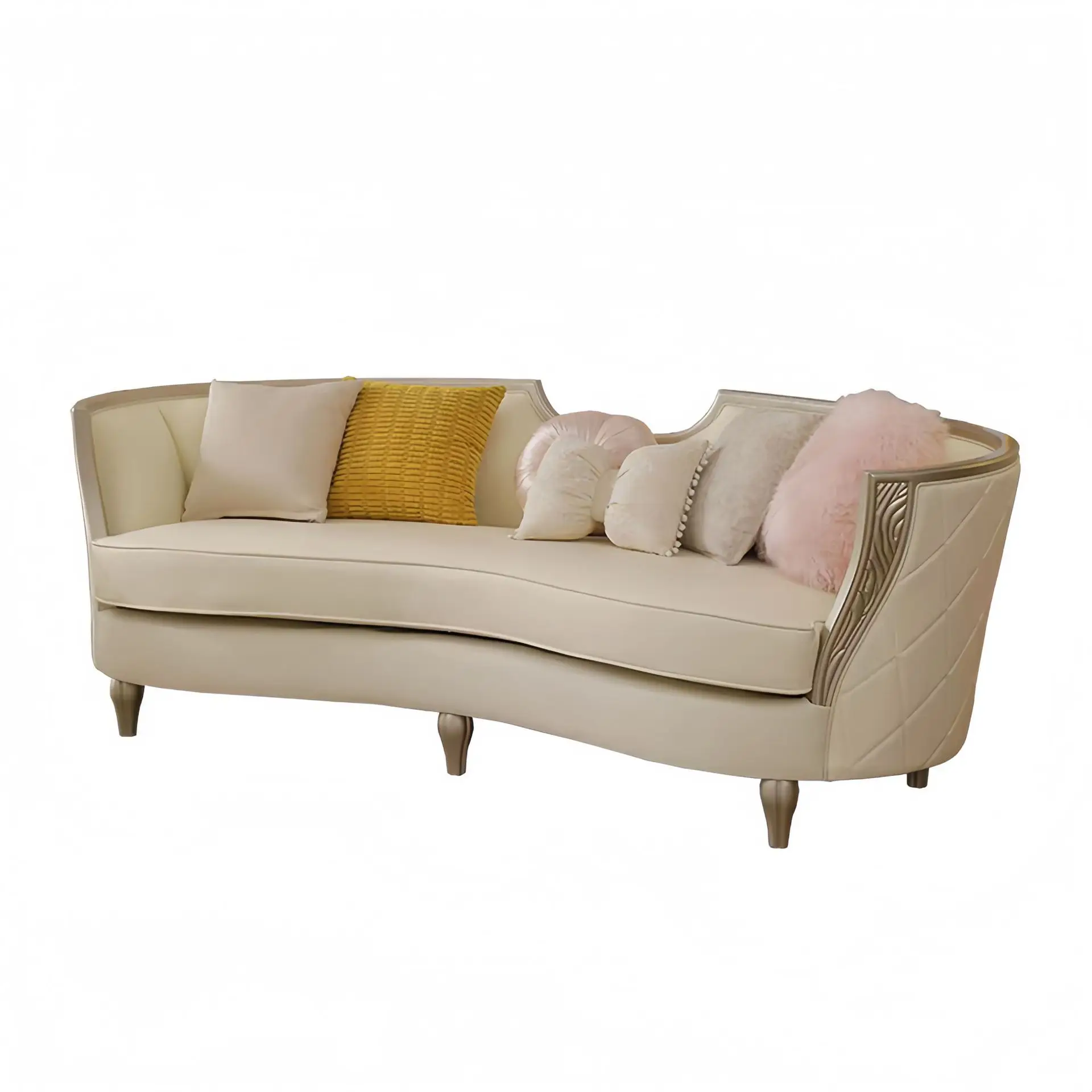 YJQ American light luxury solid wood leather French high-end atmosphere high-end living room European sofa combination