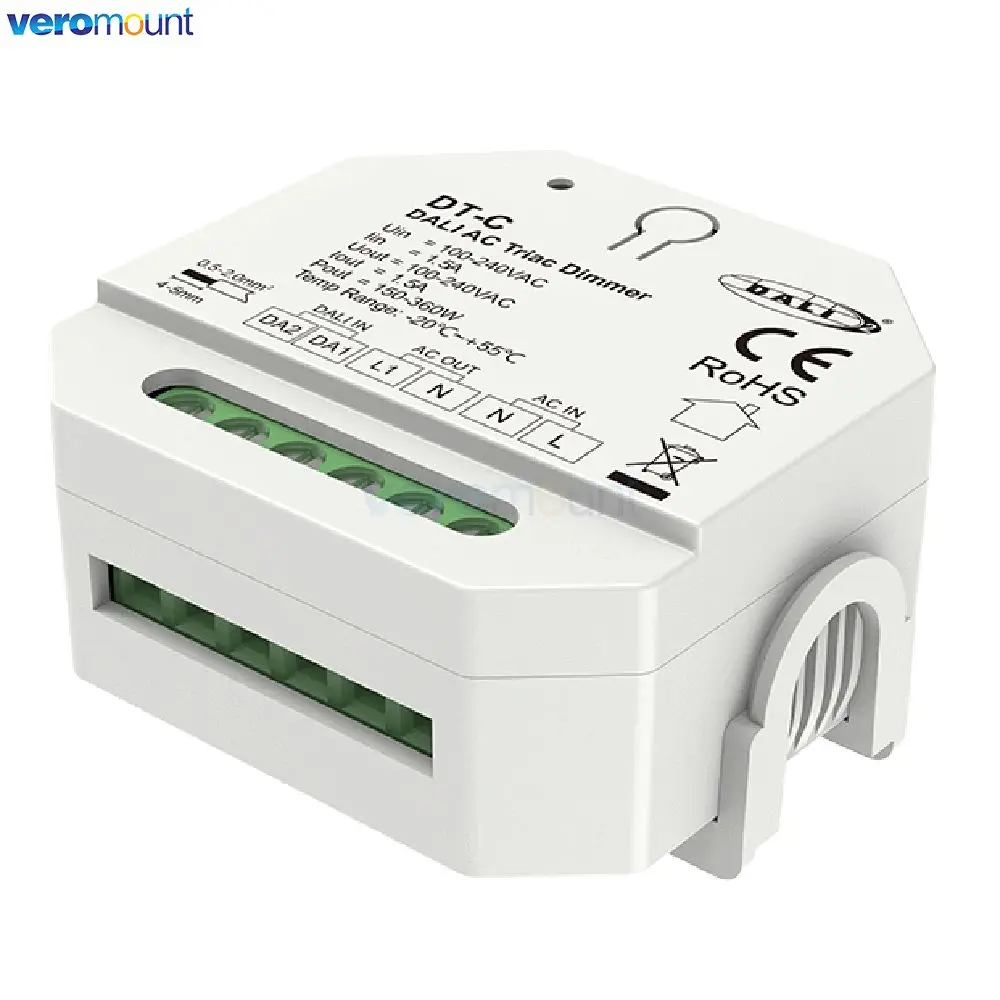 Skydance 150-360W 100-240V AC Triac DALI Dimmer DT-C (DT4) Push Switch Dimming Trailing Edge for Single Color Dimmable LED Lamps - view 2