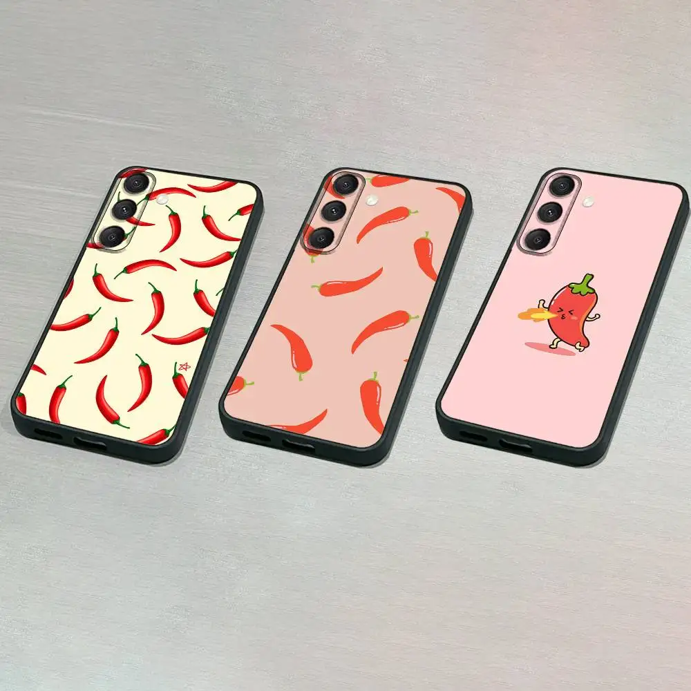 

C-Cartoon Funny C-Chili Red Phone Case For Samsung S25,S24,S23,S22,S21,S20,S10,Ultra,Plus,Lite,FE,Soft Silicone Black Cover