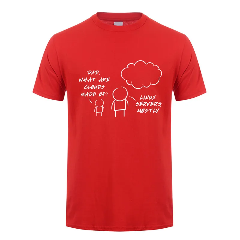 لينكس خوادم في الغالب سحابة تي شيرت الصيف الرجال قصيرة الأكمام القطن الكمبيوتر مبرمج التي شيرت مضحك رجل تي شيرت