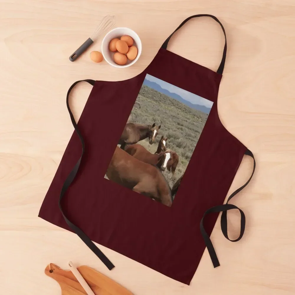 

Herd of Wild Horses Grazing in a Colorado Field Apron Customizable kitchen woman Apron