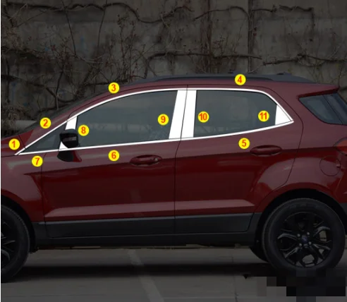 

mirror chromed stainless steel car outside window trims strips styling for Ford Ecosport 2013 2014 2015 2016 2017 2018