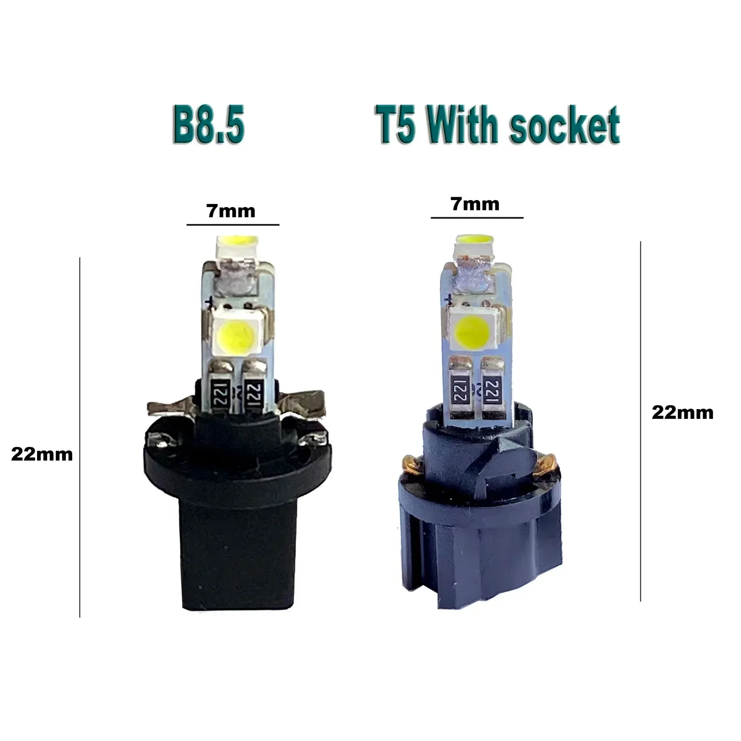 10PCS B8.5 B8.5D 3528 Led 3 SMD T5 PC74 LED Lamp Gauge Speedo Dashboard Light Bulb 12v blue red green white Instrument Lights