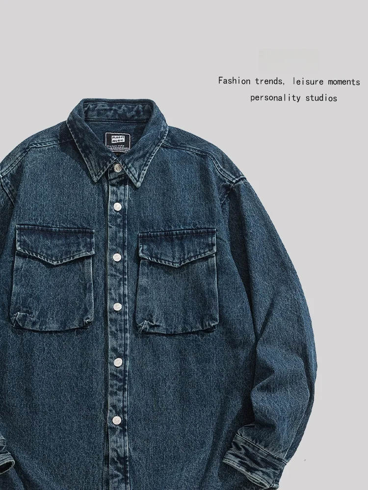 

ANXIE Модная джинсовая рубашка унисекс в уличном стиле, повседневная, свободного кроя, для весенне-осеннего сезона