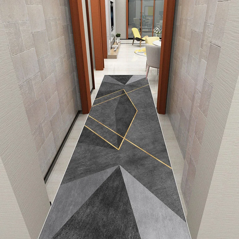 VIKAMA نمط هندسي طويل الممر السجاد عدم الانزلاق قاعة عداء سهلة التنظيف منطقة المدخل السجاد قابل للغسل الشرفة دخول ممسحة