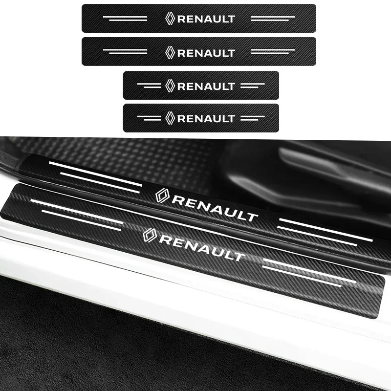 

4Pcs Car Door Plate Carbon Fiber Threshold Protector Sticker Decals For Renault Fluence Scenic Duster Logan Koleos Kadjar