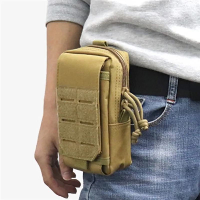 Impermeável Nylon Mobile Phone Case, Bolsa de Molle Militar, Bolsa de cintura, Camo, Multifuncional, Casual, Men Fanny Pack, Mala Pequena