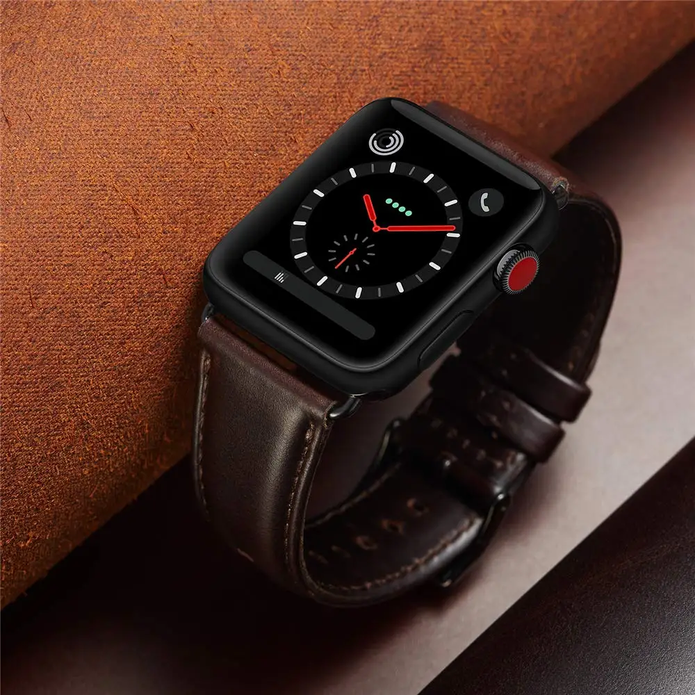 Genuine Leather strap For Apple watch band 45mm/41mm 44mm 40mm correa 42mm 38mm bracelet watchband iwatch series 5 4 3 se 6 7