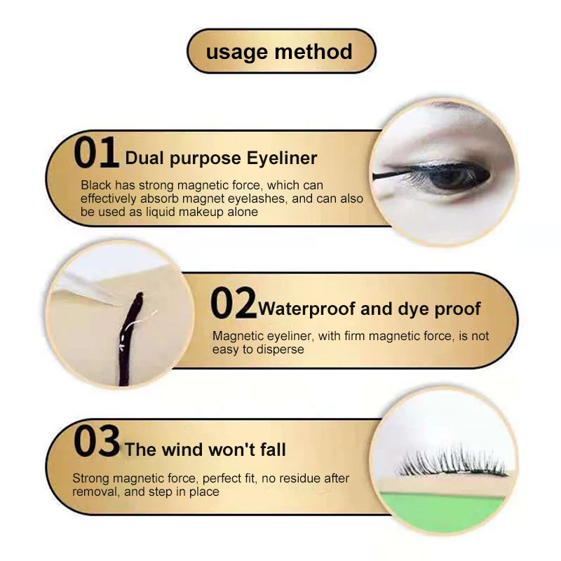 Magnetic Eyelashes False Lashes Repeated Use Eyelashes Waterproof Liquid Eyeliner With Tweezer Makeup Set