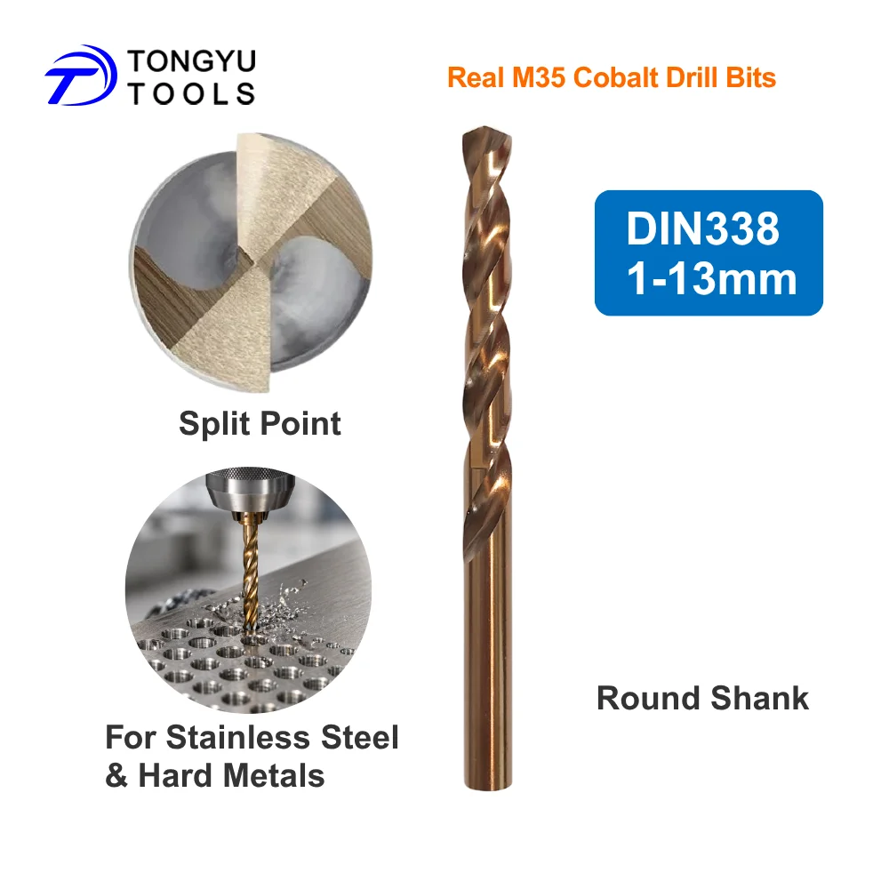 

M35 Cobalt Drill Bit 1-13mm DIN338 Metric HSS Co5% 135 Split Point Twist Bits for Stainless Steel Hard Metal