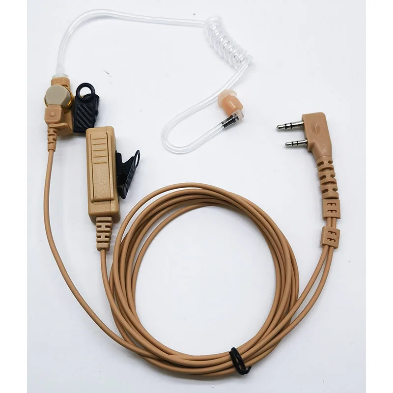 Скрытые акустические наушники с воздушной трубкой, гарнитура с микрофоном PTT, 2-контактные наушники, цвет кожи для Baofeng, UV-5R 888S, UV-5RA