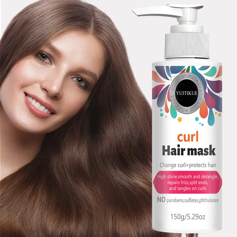 No-Rinse Curly Hair Mask 150g - Smooth & Detangle Mask for High Shine, Frizz & Tangle Control