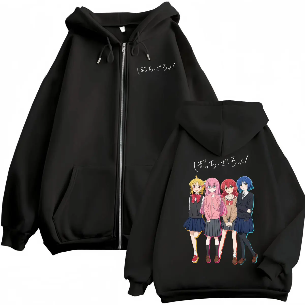 

Anime Bocchi The Rock Graphic Zipper Hoodies Fashion Cartoon Zip Up Sweatshirts Men Women Clothing Casual Oversized Pullovers