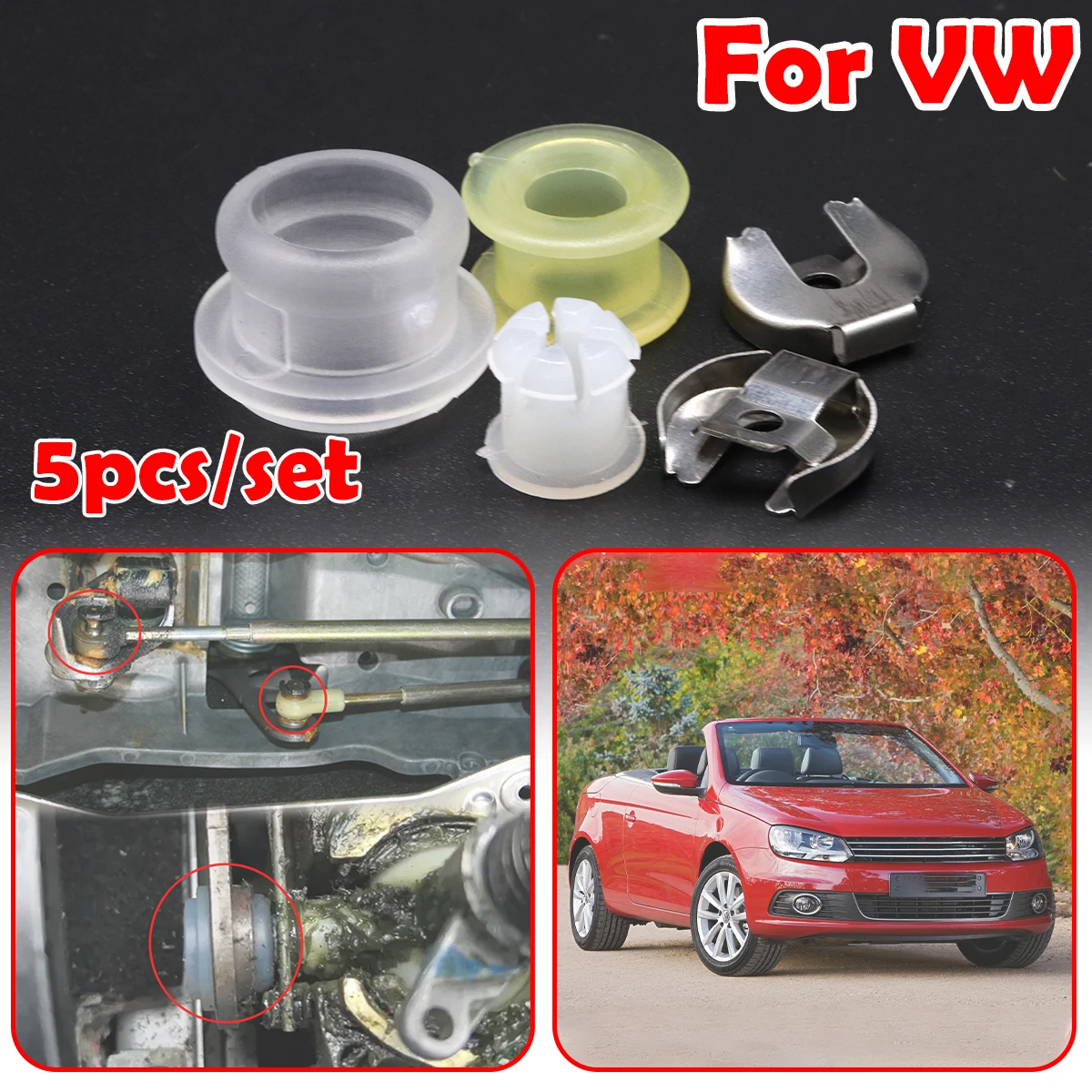 

Gear Shift Lever Cable Bushing Gearbox Selector End Linkage Rubber Sleeve Repair Kit For VW Eos Caddy Scirocco Rabbit Citi Golf