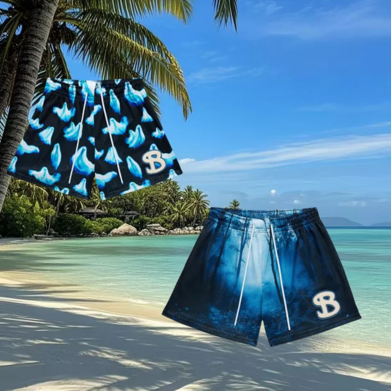 

2025 Summer Mesh Basketball Shorts Men's Quick Drying Loose Sports Shorts Casual Trendy Running Brand Motorcycle Shorts