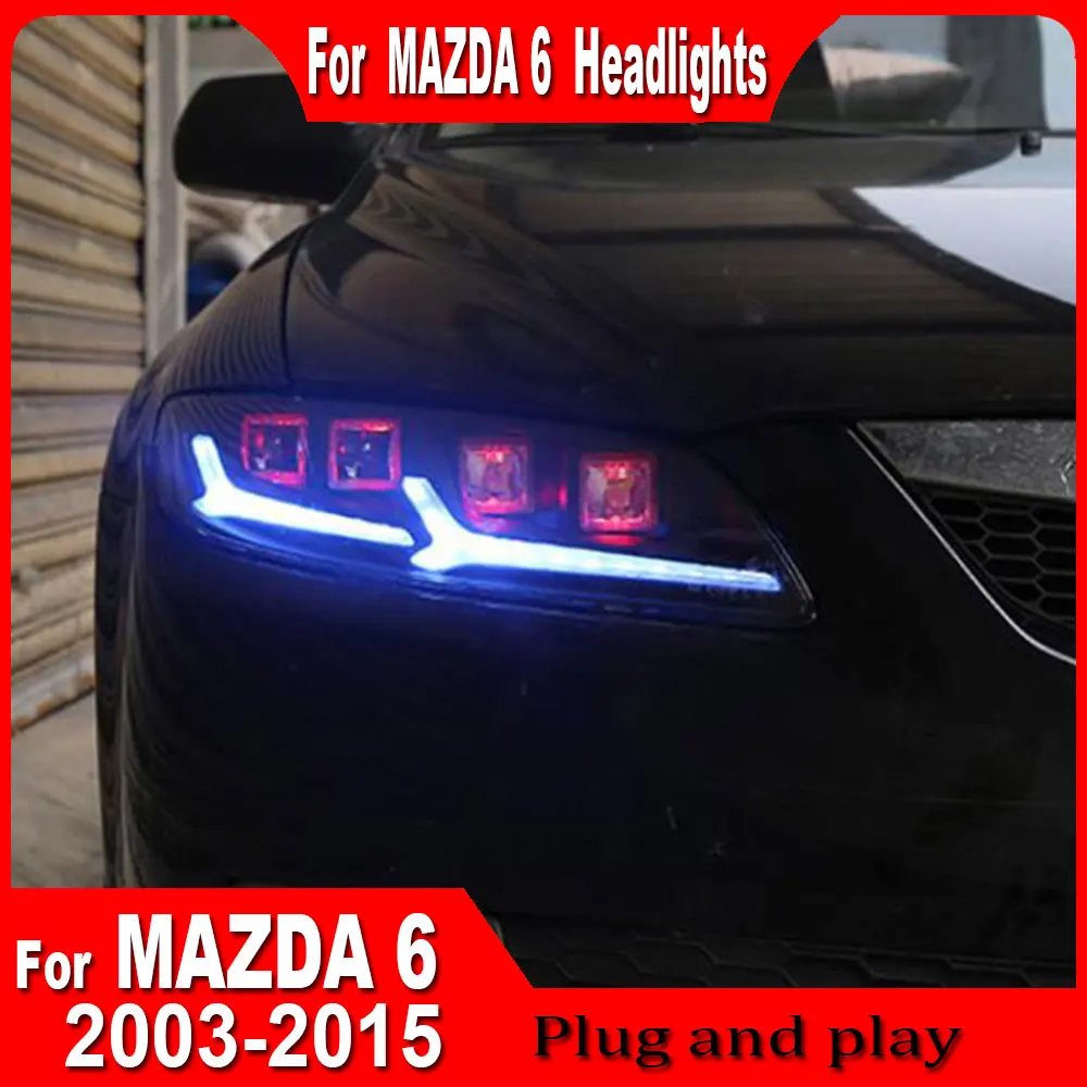 Car LED Lights for Mazda 6 Atenza LED Headlight 2004-2015 Mazda 6 Head Lamp Drl Projector Lens Auto Accessories Plug and play