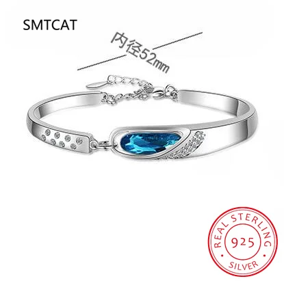 Luxury Blue Moissanite Wings Bracelet 925 Sterling Silver Simulated Diamond Angel Tears Bracelet for Women Party Fine Jewelry