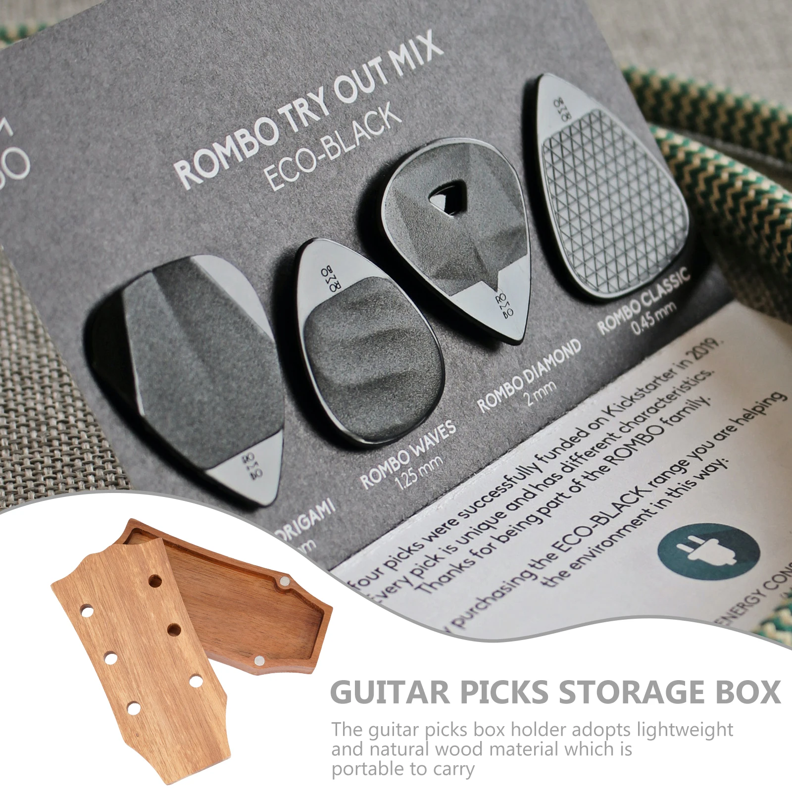 

Guitar Pick Case Plectrum Organizer Holder Container Picks Storage Wood Display Portable Plectrums