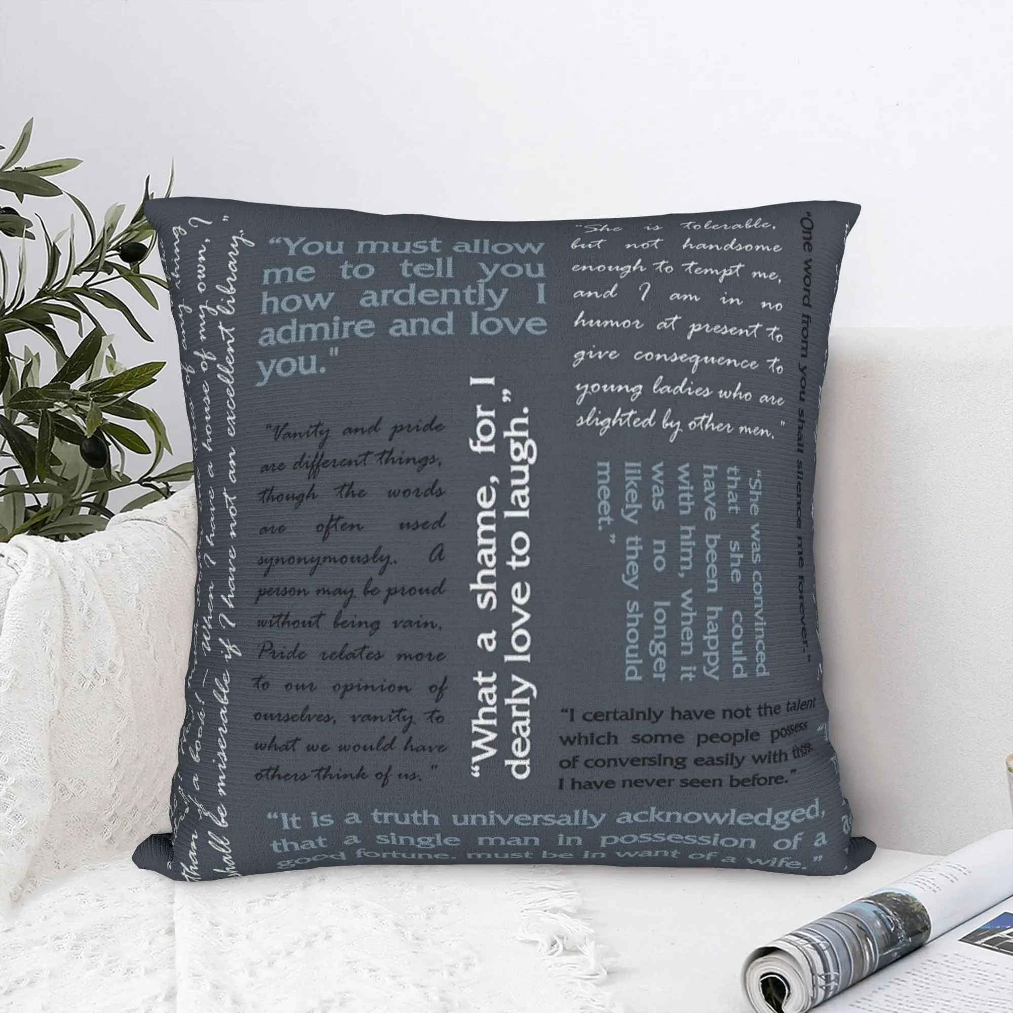 مطبوعة الكبرياء والتحامل يقتبس مكتبة ممتازة المخدة غطاء الوسادة رمي كيس وسادة غطاء المنزل انخفاض الشحن 18"