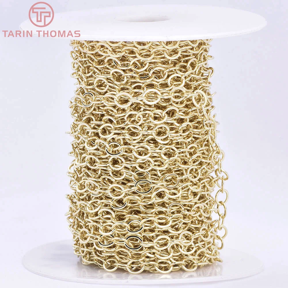 (4251)1Meter Chain Link 5x6MM 14K Gold Color Brass Chains for Necklace BraceletHigh Quality Diy Jewelry Findings Accessories