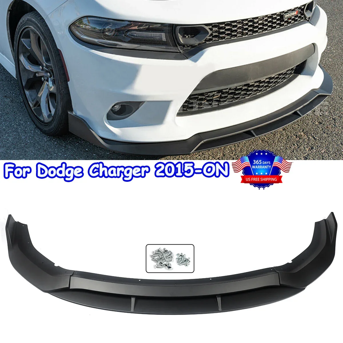 Front Spoiler Lip Splitter For 20+ Dodge Charger SRT Hellcat Widebody Unpainted