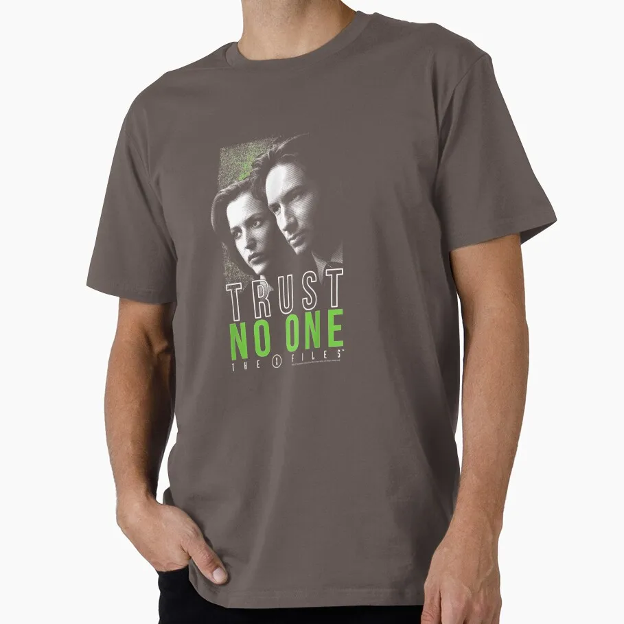 Trust No One 80s Retro Sic fi Alien Movie The X files tv show Gift shirt for man 100% cotton Print Graphic Clothes All size Tops