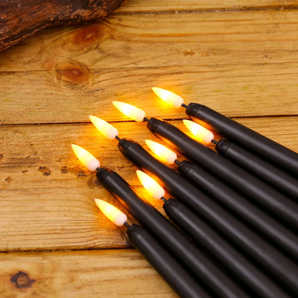 

10pcs Led Taper Candles Flameless Operated Long Lights Halloween Party Wedding Christmas Decor 28Cm Safe For Kids