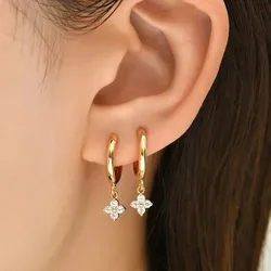 Japanese and Korean Sweet Fashion Personality Casual Women's Copper Ear Buckle Flower Pendant Ear Jewelry Wholesale