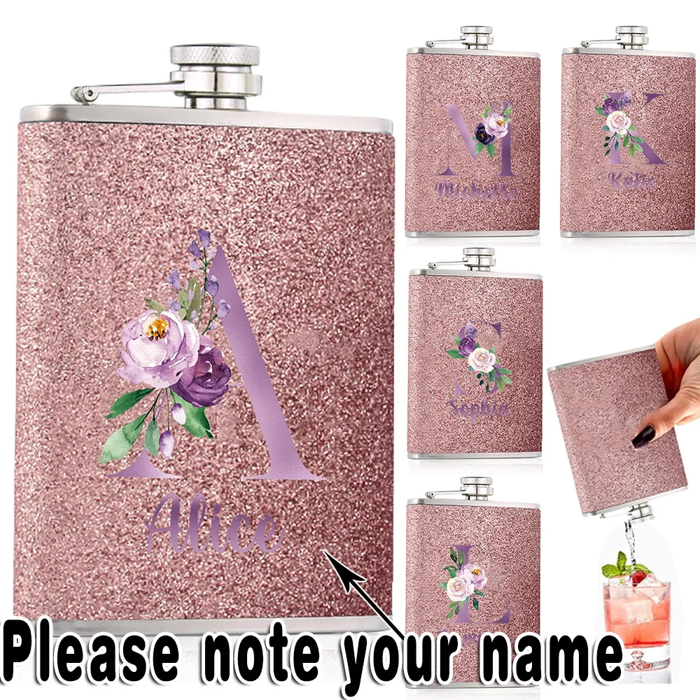 

Customized Name 8oz Hip Flask Stainless Steel Metal Wine Pot Liquor Bottle With Screw Cap Whiskey Alcohol Flagon Container Gifts