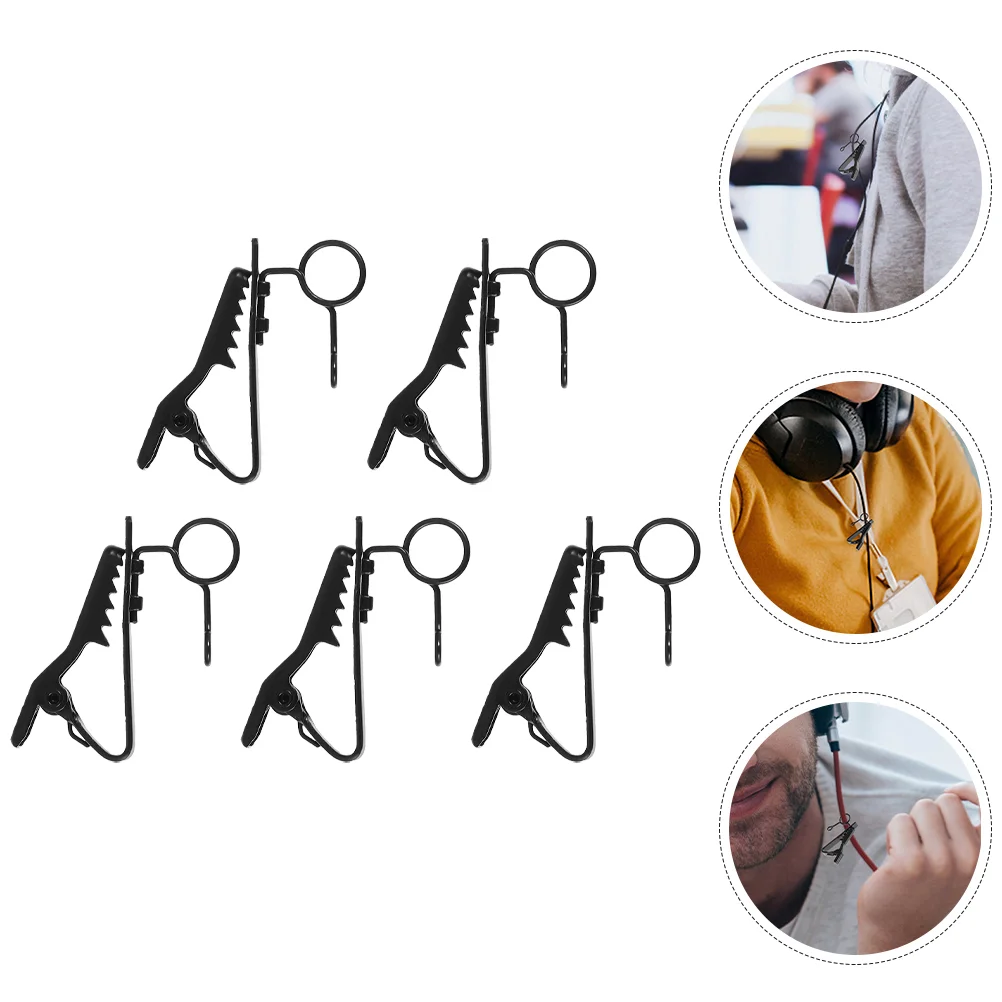 

5 Pcs Microphone Lavalier Holder Clips Clamp Universal Iron Small Circle Lapel Collar