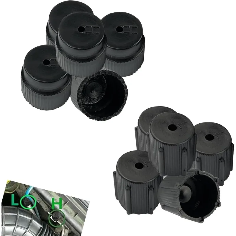 10PCS R134a Car AC Charging Port Caps 13mm 16mm High Low Pressure Black Dustproof Seal Service Valve Covers
