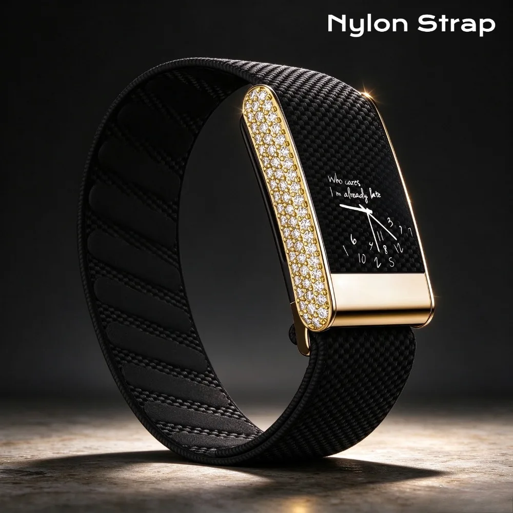 Fashion Nylon Watch Bands For Whoop 5.0 ONE/PEAK Rhinestone Inlaid Bracelet Replacement Straps Soft Adjustable Loop Watchband