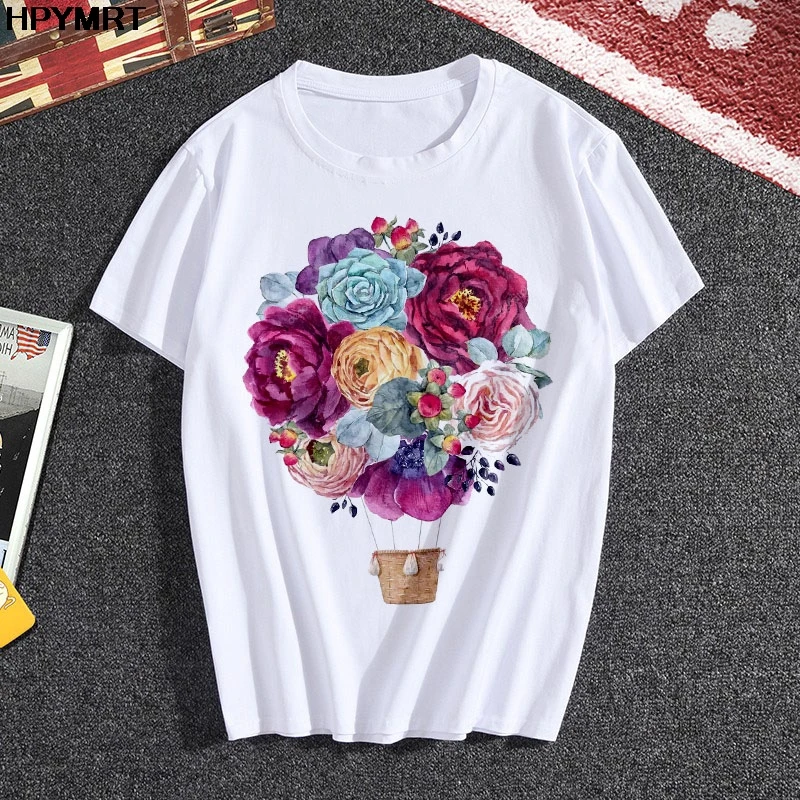 2020 new Summer Short Sleeve Floral Flower Fashion Lady T-shirts Top Harajuku TShirt Ladies Women Graphic Female Tee T Shirt