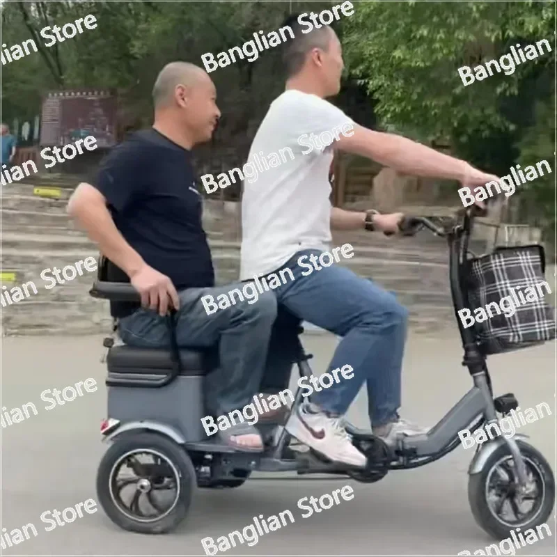 Small electric tricycle powered by human foot and electric pedal, convenient for adults to pick up and drop off at home view 6