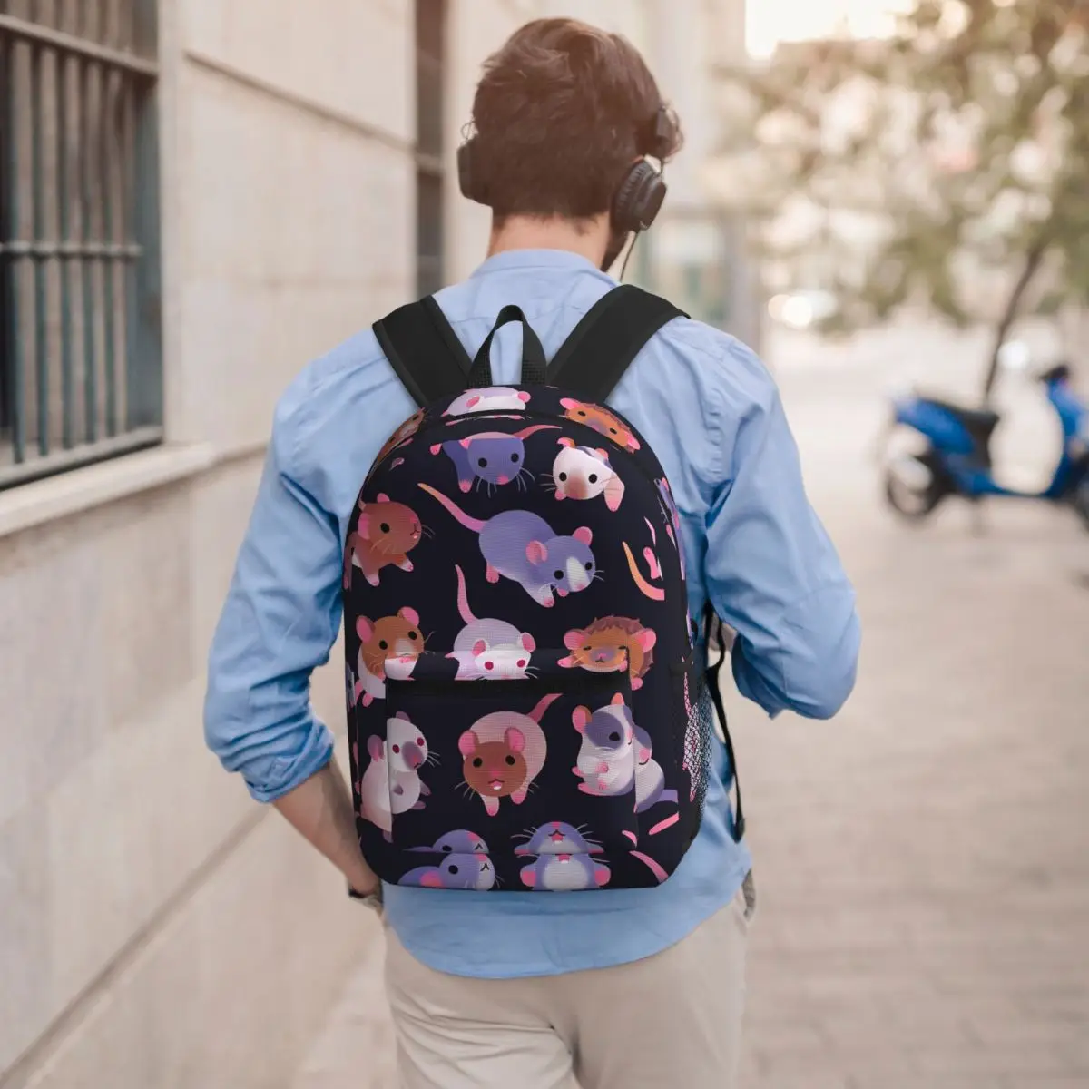 Fancy Rat - Dark Backpack Student BookBag Children School Bag Computer Shoulder Bags for Men Women