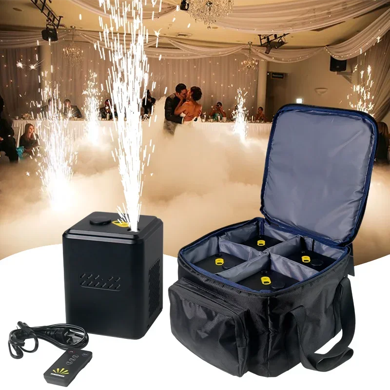 4 PCS Mini Cold Spark Machine Set with Remote Control, Portable Cold Fountain Sparkler Device for DJ Party Wedding Stage Events