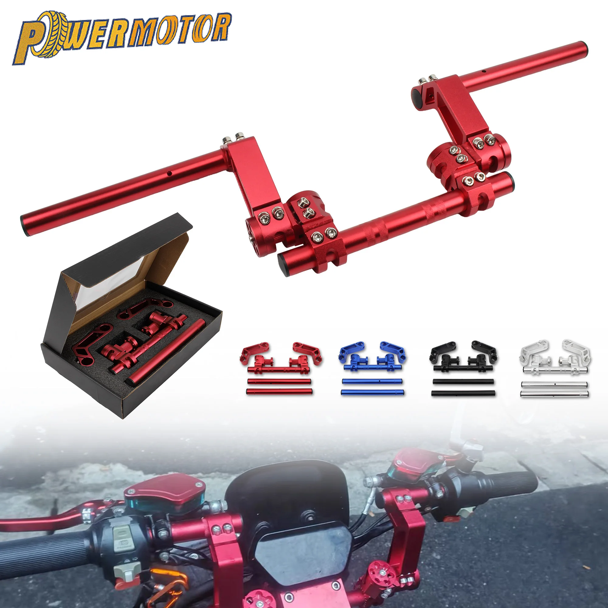 

7/8" 22mm Motorcycle Adjustable Steering Handlebar CNC Aluminum Alloy Removable Handle Bar System Motocross Dirt Bike Scooters