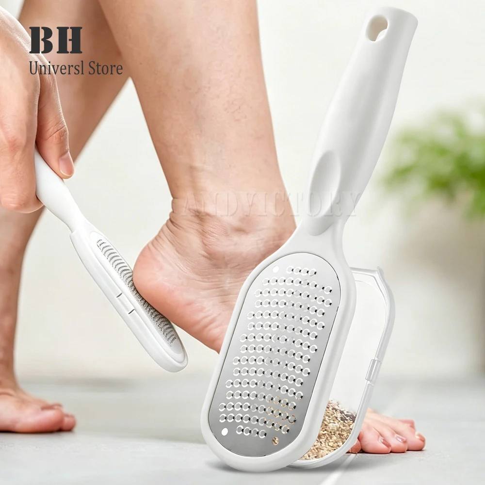 1Pcs Stainless Steel Foot File Rape Callus Pellet Remover Hard Dead Skin Container Scrubber For Heel Removal Pedicure Spa Tool