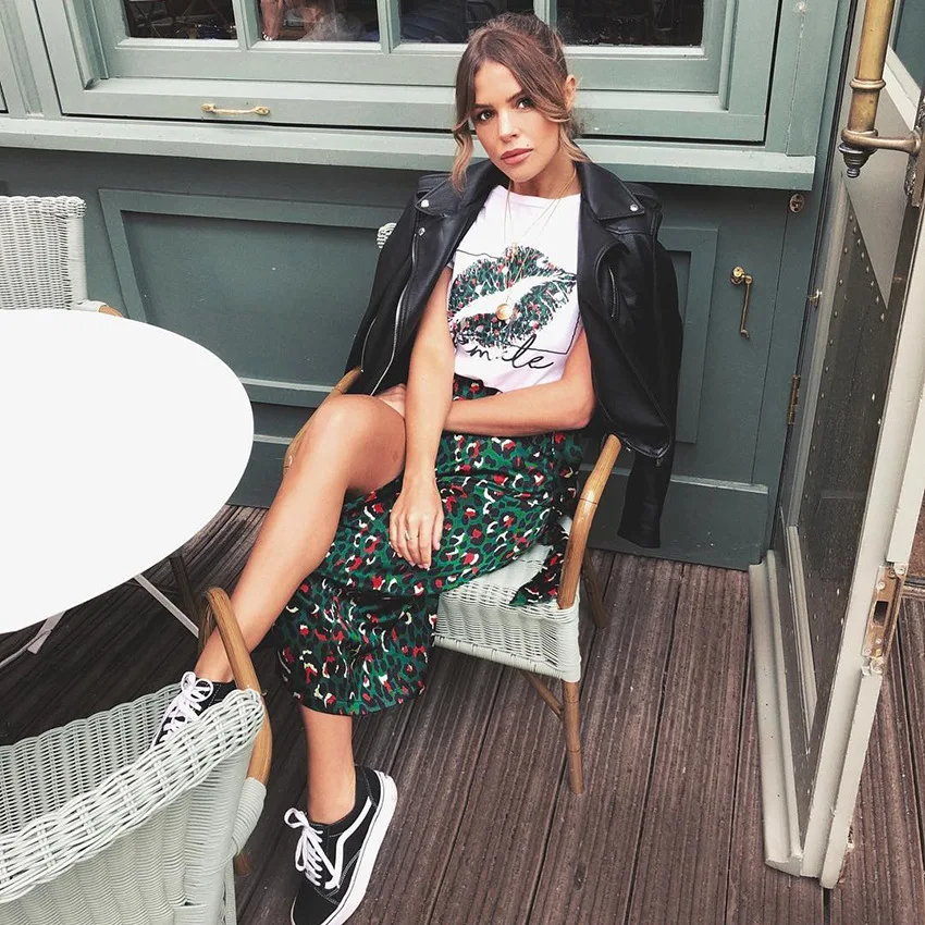 Damska spódnica midi w stylu retro z panterką, wiązana w talii, asymetryczna, z zwiewnego materiału, o kroju w kształcie litery A, stylowa spódnica codzienna.