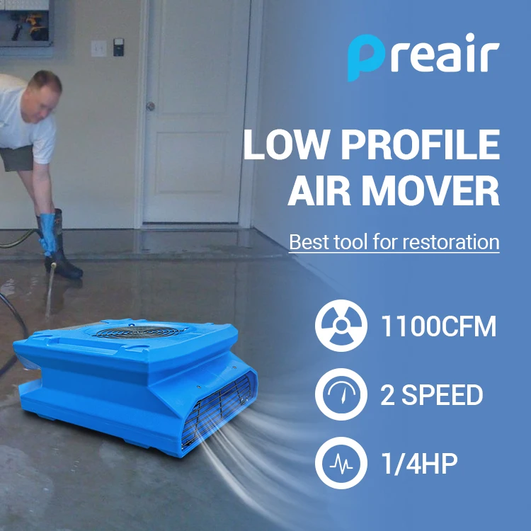 Preair 1/4 HP 1100 CFM Blower udara karpet pengering Blower kerusakan Air pemindah udara restorasi
