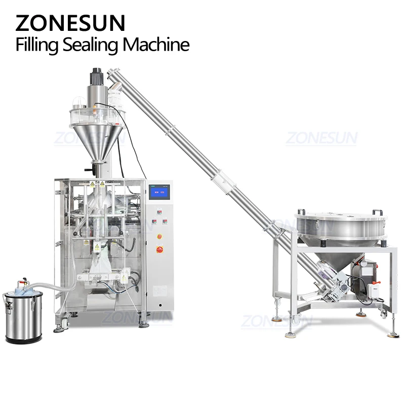 ZONESU ZS-FS06 التلقائي شكل عمودي التوابل المنظفات مسحوق حقيبة الحقيبة ملء ختم آلة التعبئة والتغليف مع اوجير المغذية